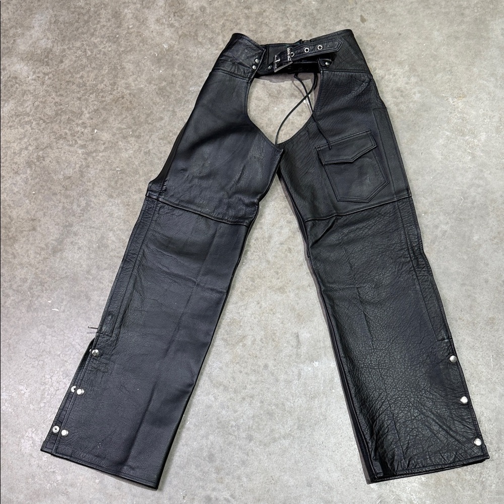 Women’s Stylish Black Leather Chaps XS